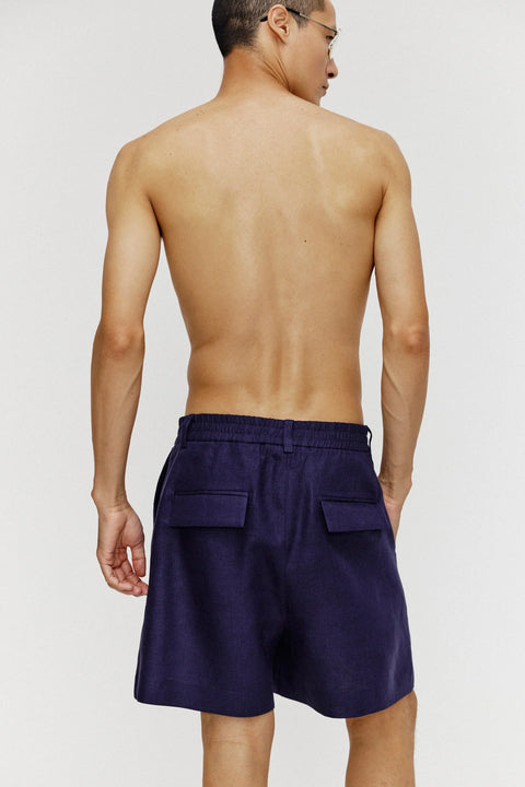 Short Linho Puro Pregas Masc