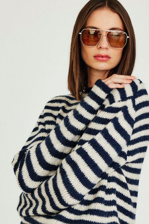 Pull Manga Longa Listras Fem