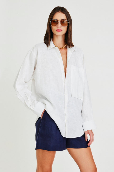 Camisa Oversized Linho Puro Fem