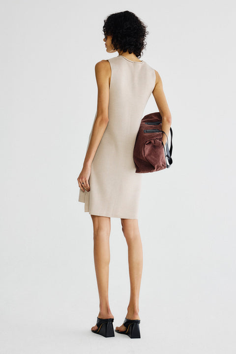 Vestido Curto Daro Tricot Areia