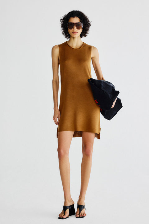 Vestido Curto Daro Tricot Ocre