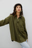 Camisa Oversized de Linho Manga Longa Fem