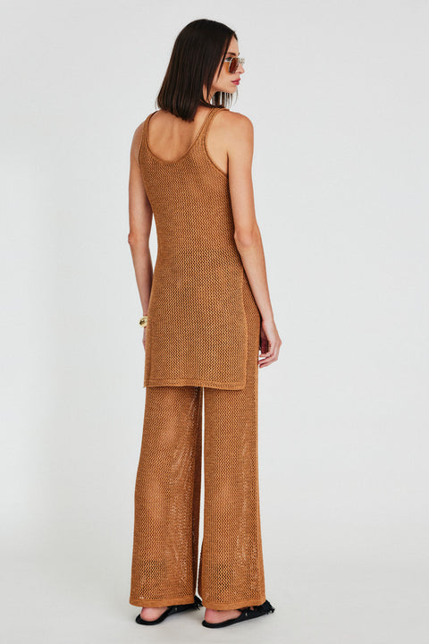 Calça, calca, rede, tricô, tricot aberto praia verão fashion caramelo amarelo laranja gammba