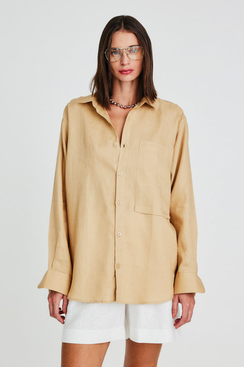 Camisa Oversized Linho Puro Fem