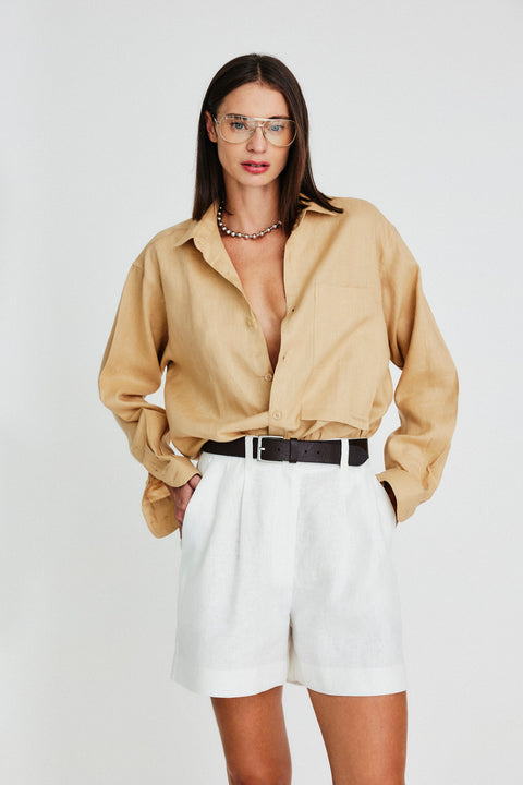 Camisa Oversized Linho Puro Fem