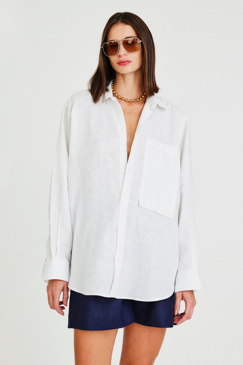 Camisa Oversized Linho Puro Fem