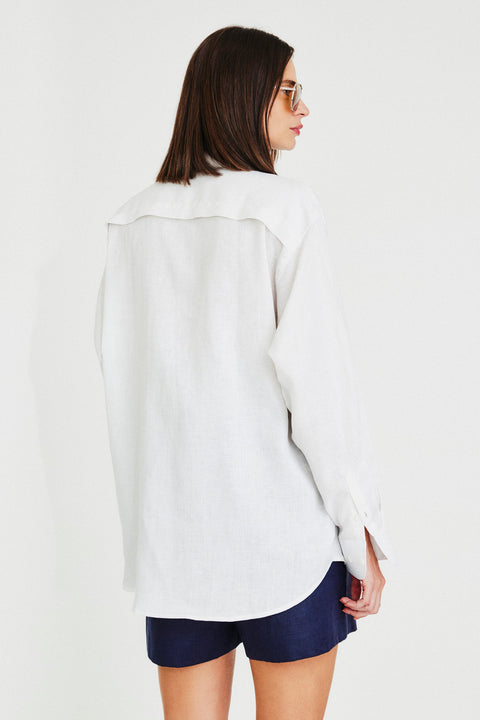 Camisa Oversized Linho Puro Fem