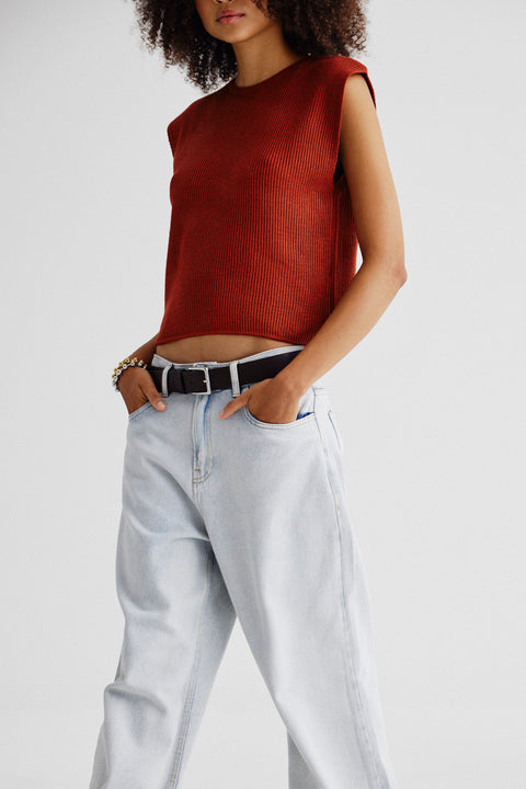Top Cropped Tricot Box Fem