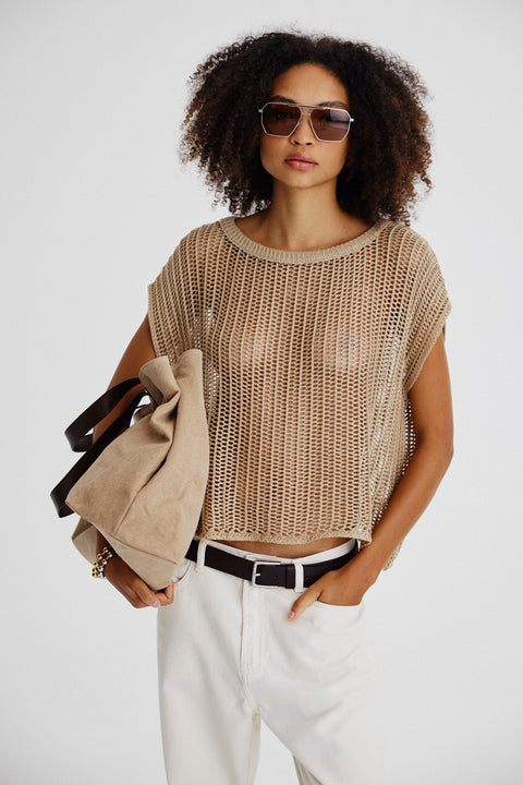 Top Tricot Box Lurex Fem