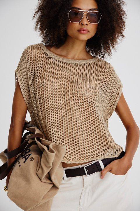 Top Tricot Box Lurex Fem