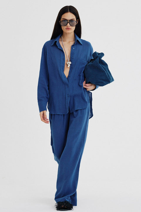 Calça Reta Algodão Gaze