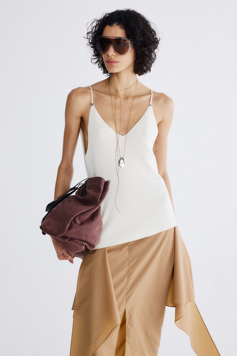 Top Alça Decote V Tricot