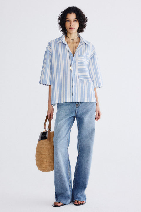 Camisa Box Fit Listras Fem