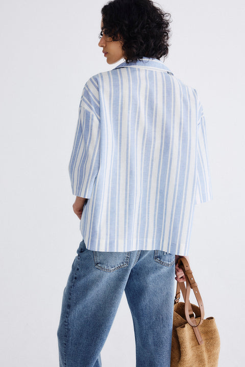 Camisa Box Fit Listras Fem