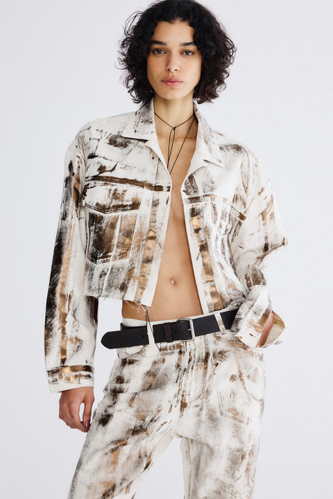 Jaqueta Oversized a Fio Foil Fem