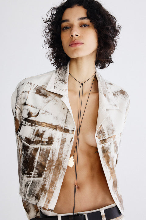 Jaqueta Oversized a Fio Foil Fem