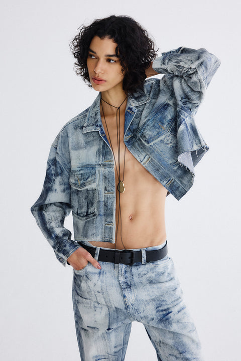 Jaqueta Oversized Jeans a Fio Foil Fem