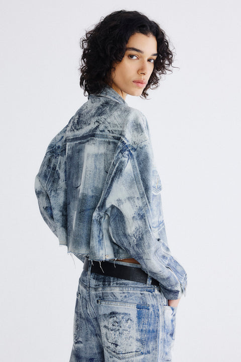 Jaqueta Oversized Jeans a Fio Foil Fem