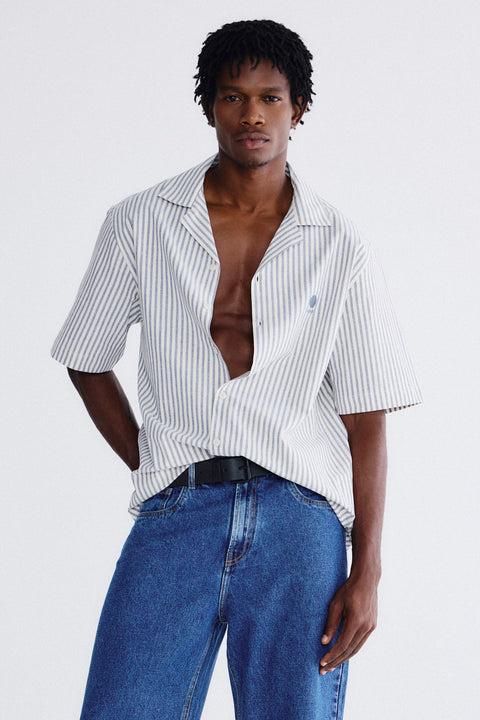 Camisa Gola Havaiana Listras Masc