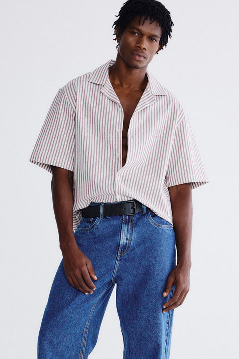 Camisa Gola Havaiana Listras Masc