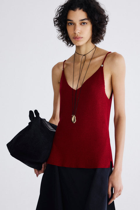 Top Alça Decote V Tricot