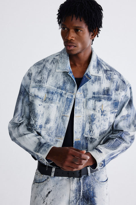 Jaqueta Oversized Jeans a Fio Foil Masc