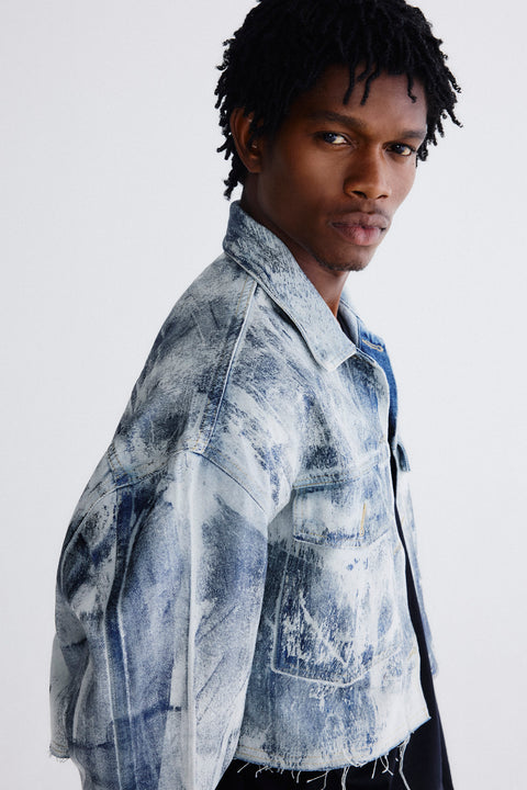 Jaqueta Oversized Jeans a Fio Foil Masc