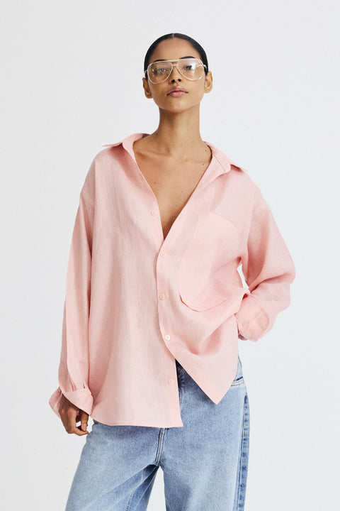 Camisa Oversized Linho Puro Fem
