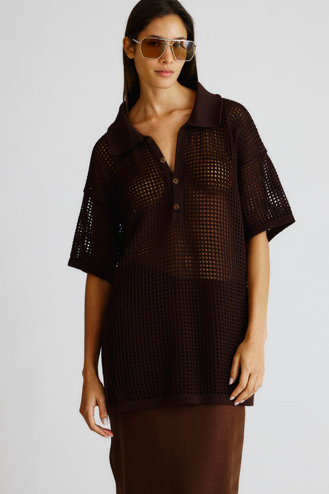 Polo Tricot Telado cacau