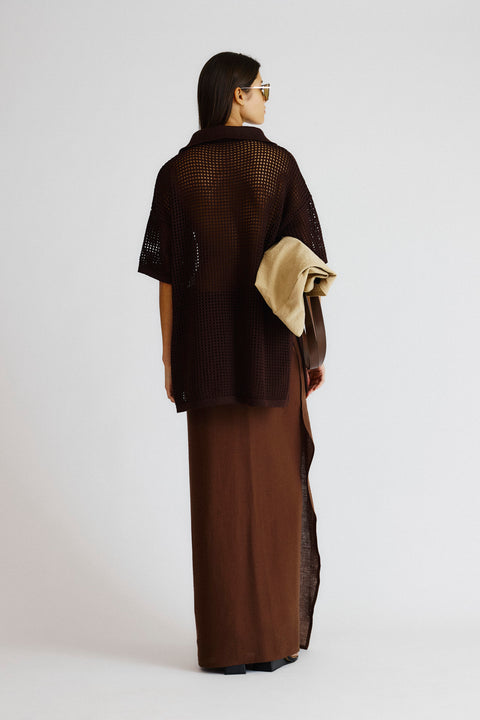 Polo Tricot Telado cacau-fem