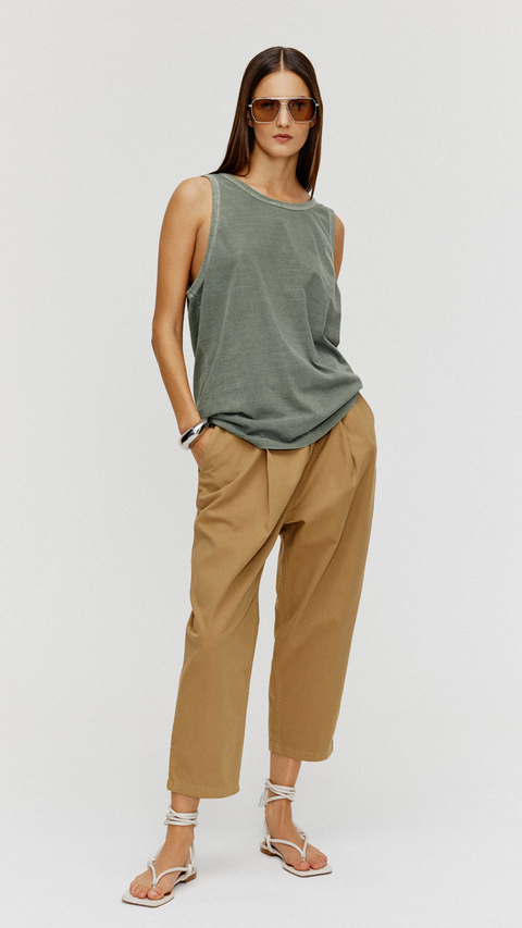 Calça Balloon Prega Sarja Fem