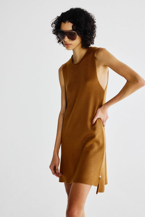 Vestido Curto Daro Tricot Ocre