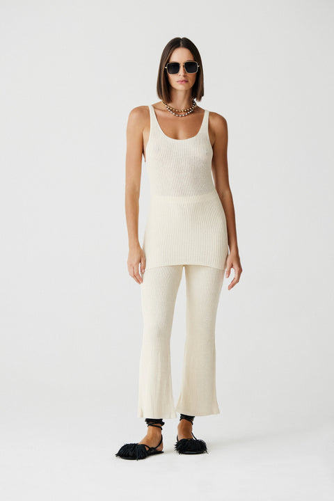 Calça Pantalona em Tricot