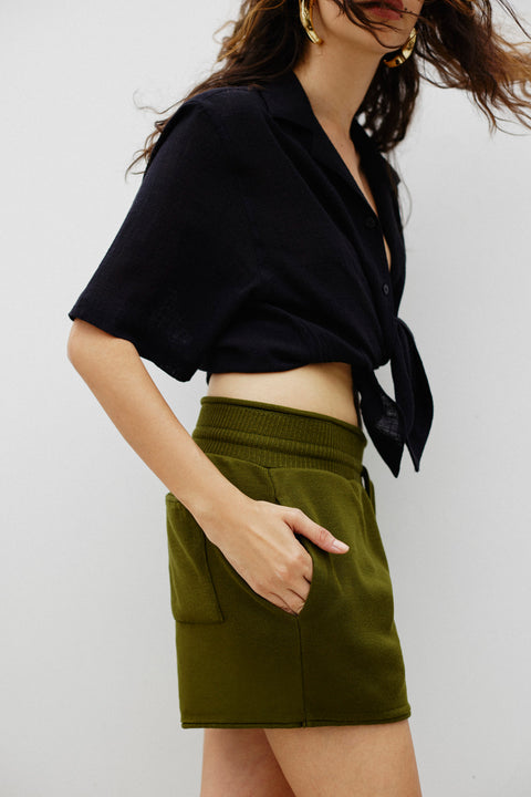Short de Tricot Fem verde militar