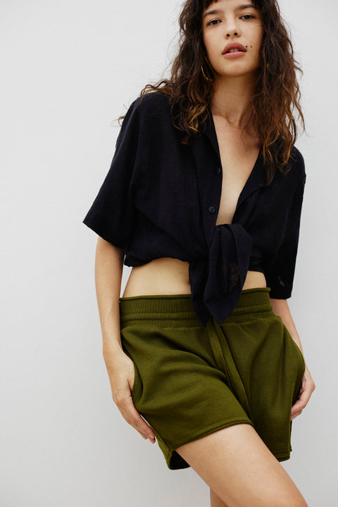 Short de Tricot Fem verde militar