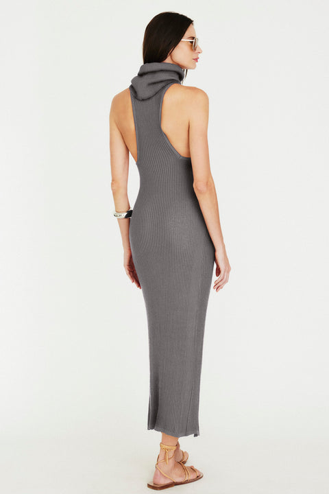 Vestido Longo Gola Alta Tricot