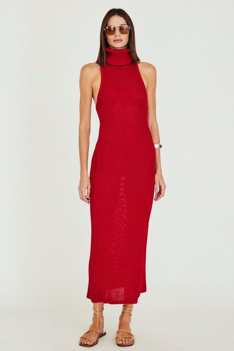 Vestido Longo Gola Alta Tricot