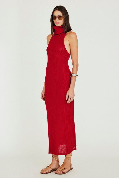 Vestido Longo Gola Alta Tricot